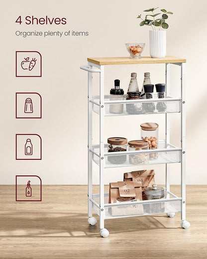 VASAGLE Slim Rolling Cart, 4-Tier Storage Cart, Narrow Cart - Image 3