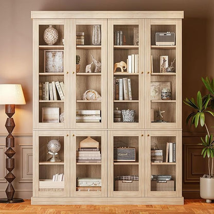 ivaniti 70.8" Bookshelf with Glass Doors, Farmhouse Modular Bookcase with by CraftedforLifesMoments