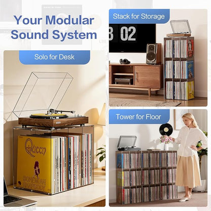 Bikoney Vinyl Record Storage, Stackable Cube Acrylic Vinyl Record Holder - Image 2