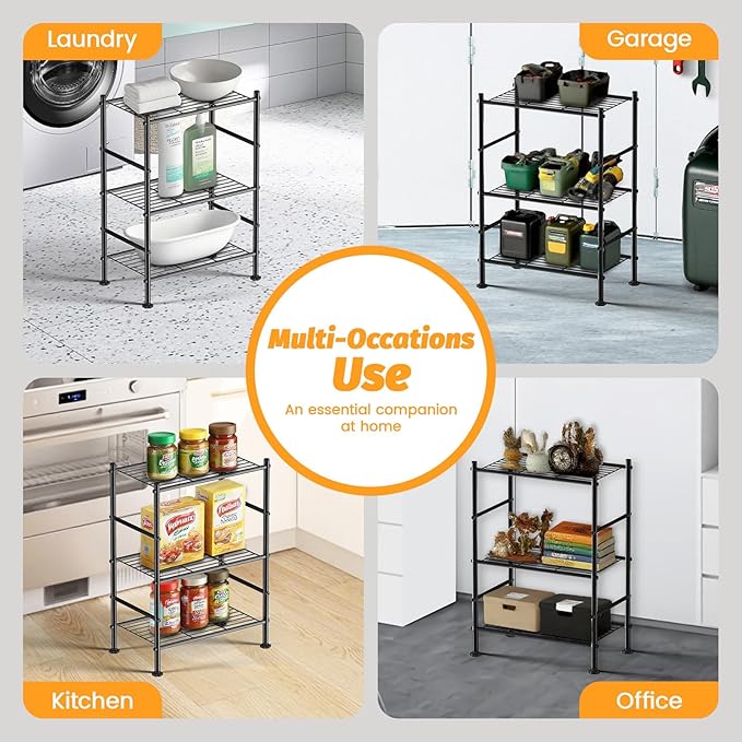 Abiglifty Storage Shelves, 3-Tier Metal Shelving, Wire Shelving - Image 7