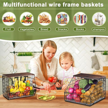 Fruit and Vegetable storage, 2 Set Wall Mounted Wire Baskets, Fruit Basket - Image 9