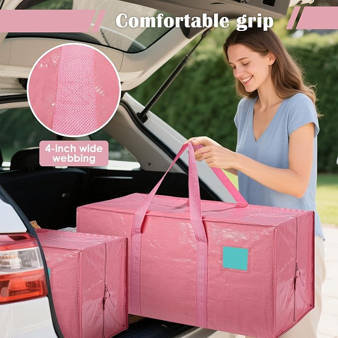 6 Pack Moving Bags with Full-Open Side Zipper, Extra Large 93L Heavy Duty - Image 6