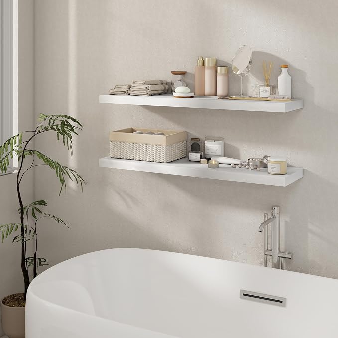Fun Memories 40 Inch Floating Shelves Set of 2, 8 Inch Deep Wall Shelf - Image 2