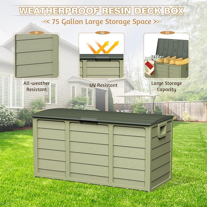 75 Gallon Outdoor Deck Storage Box – Heavy Duty Resin - Image 5