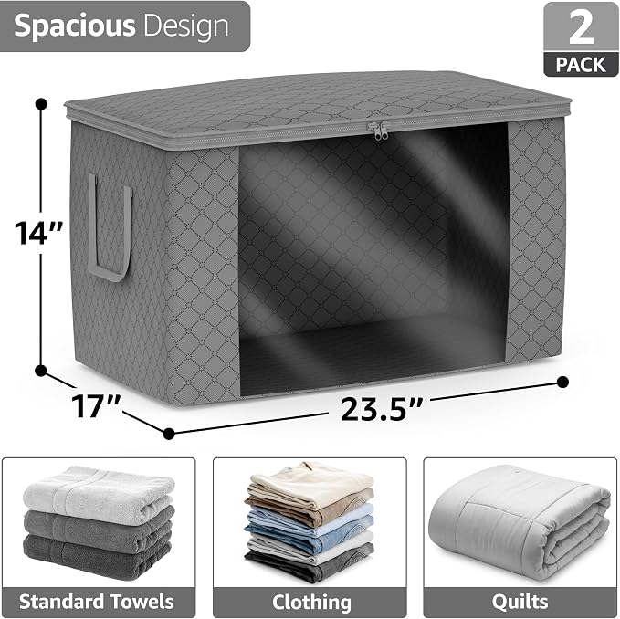 Sorbus Foldable Storage Bag Organizers, Large Clear Window & Carry Handles - Image 3