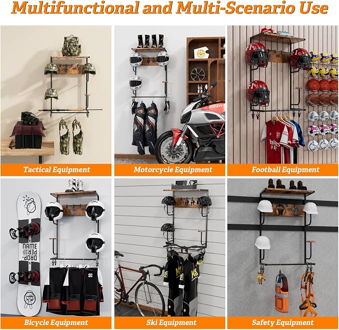 Motorcycle Helmet Holder Wall-Mounted Helmet Rack - Image 6