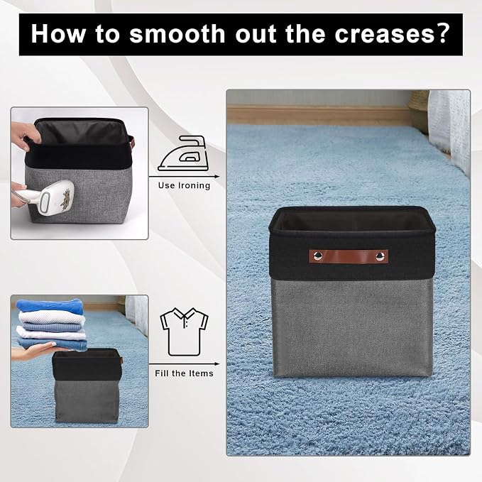 Collapsible Fabric Storage Cubes 11x11 Cube Storage Bins, 4 Pack Closet Baskets - Image 5