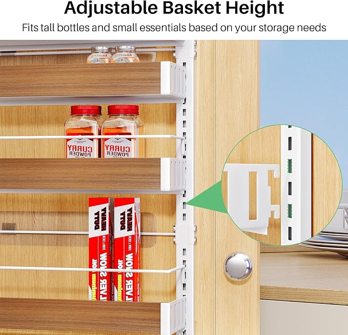 SNTD 8 Tiers Wooden Over the Door Organizer, Walnut | Pantry Door Organizers - Image 4