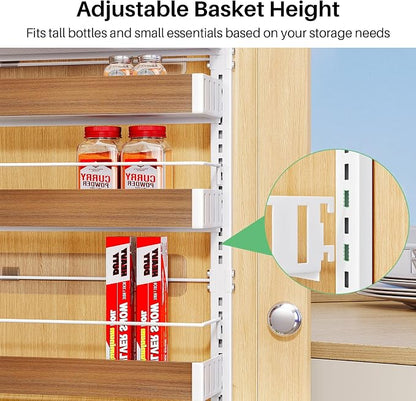 SNTD 8 Tiers Wooden Over the Door Organizer, Walnut | Pantry Door Organizers - Image 4