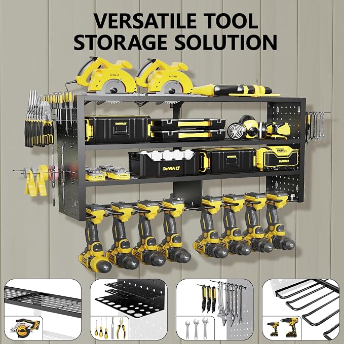 Large Power Tool Organizer Wall Mount, 4 Layer Garage Storage Cordless Tool - Image 7