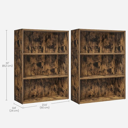 VASAGLE Set of 2 Bookshelves, 23.6 Inches Wide, 3-Tier Open Bookcases - Image 3