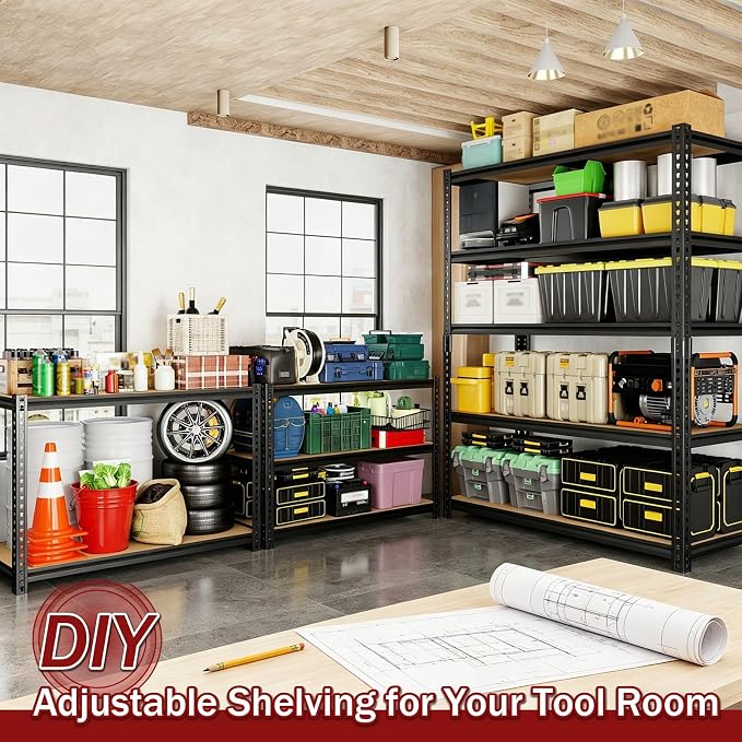 72" H Heavy Duty Garage Shelving, 2400LBS Capacity 5-Tier Storage Shelves - Image 5