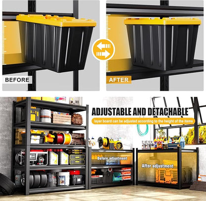 45.7" W Garage Shelving 5T Heavy Duty Storage Shelves, Adjustable Metal - Image 5