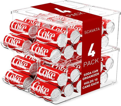4 Pack Stackable Refrigerator Organizer, Soda Can Dispenser Pop Cans Container by Tidyyourlife