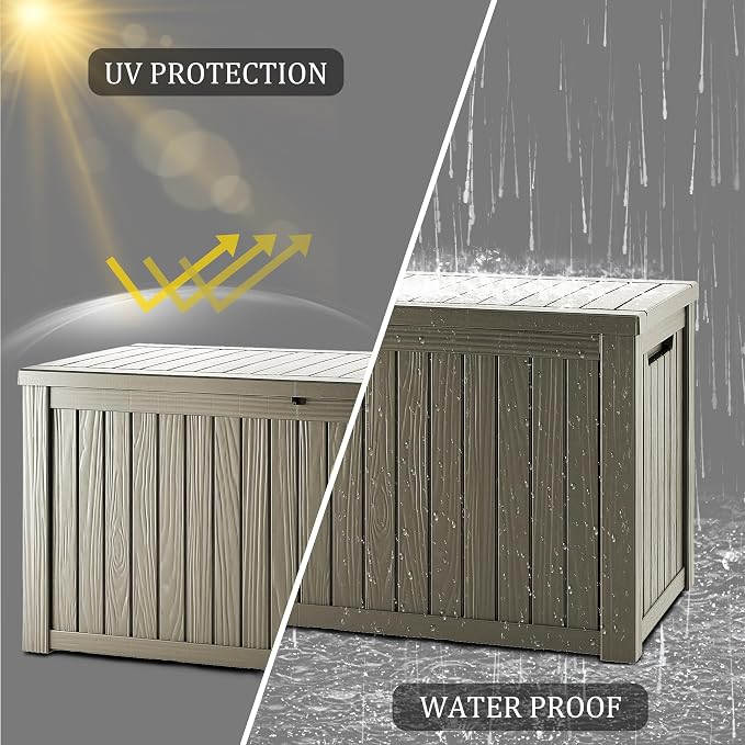 150 Gallon Resin Deck Box, Waterproof Outdoor Storage Box - Image 3