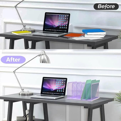 Kuntine.B Desk File Organizer Upright Mesh Desktop Organizer File Sorter Office - Image 3