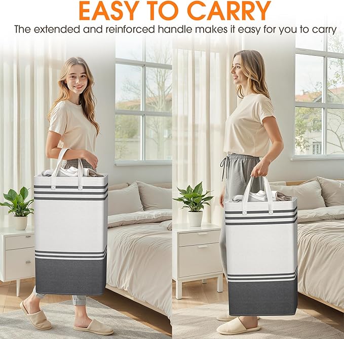 2 Pack Large Home Laundry Basket, Laundry Hamper, Freestanding Waterproof Dirty - Image 6