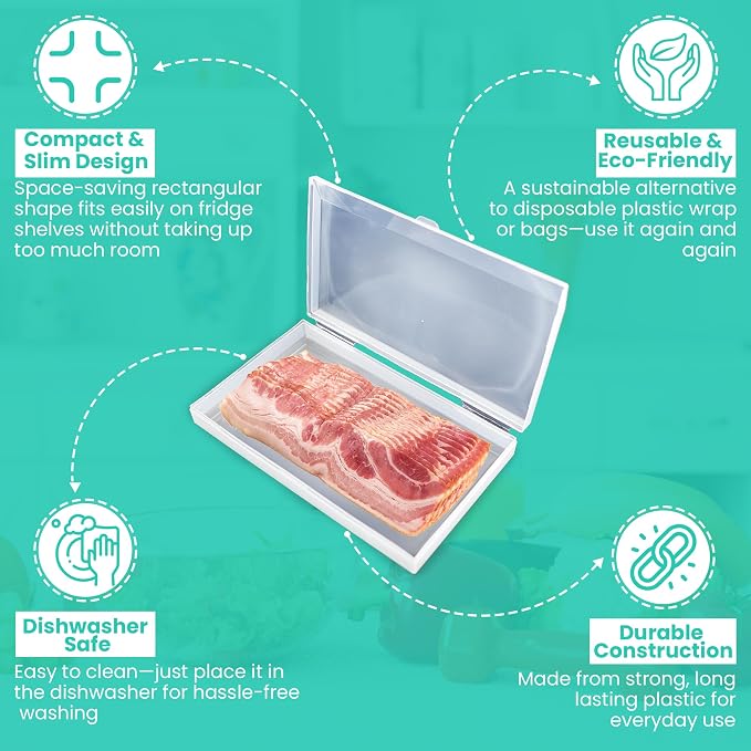 Iconikal Bacon Saver Deli Meat Storage Container 1-lb Capacity 11x6.5-Inch - Image 3