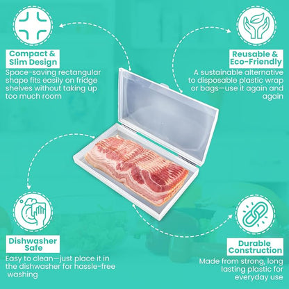 Iconikal Bacon Saver Deli Meat Storage Container 1-lb Capacity 11x6.5-Inch - Image 3