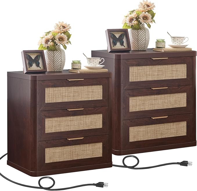 LEYAOYAO Rattan Night Stand Set of 2 by LEYAOYAO-Findtheshiningpointofyourideallife%EF%BC%81