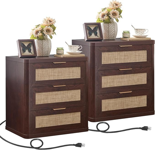 LEYAOYAO Rattan Night Stand Set of 2 by LEYAOYAO-Findtheshiningpointofyourideallife%EF%BC%81