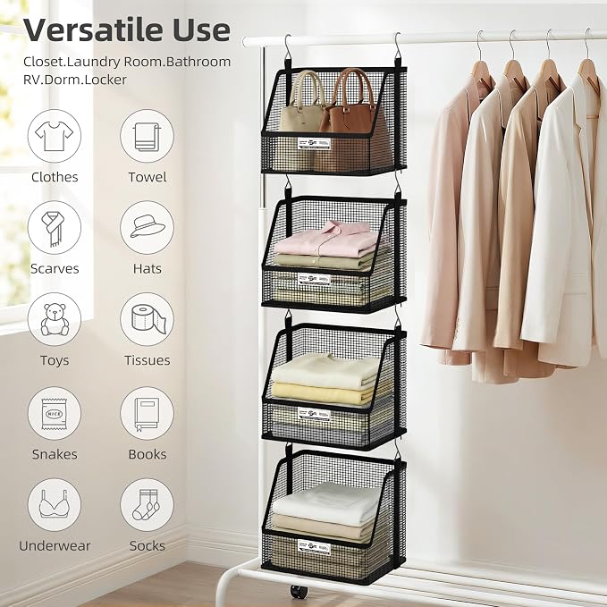 STORAGE MANIAC 3 Tier Hanging Closet Organizer - Image 7