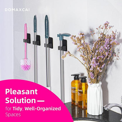 4 Pack Broom Holder Wall Mount, Improved Super Anti-Slip Mop and Broom Holder - Image 4