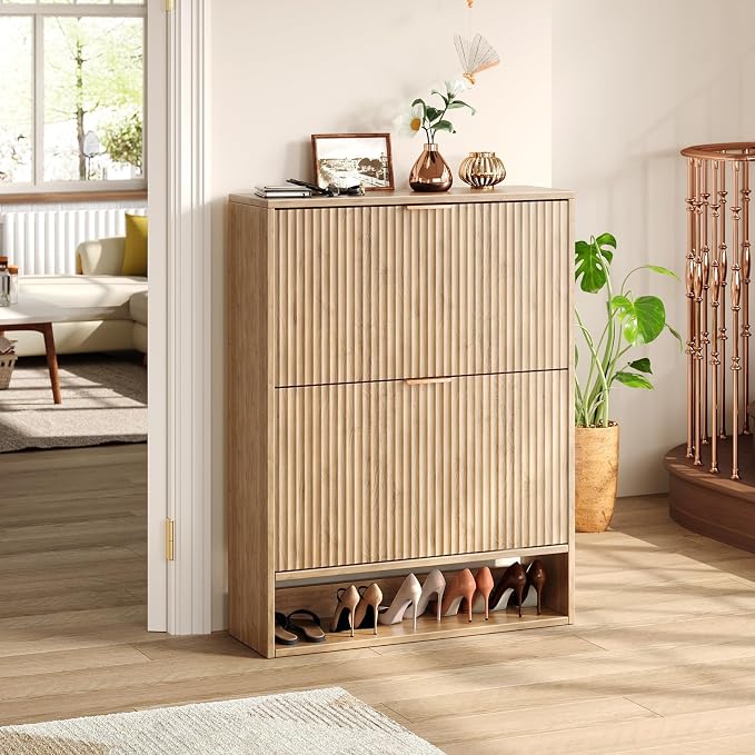 Hootata 31.5''W Oak Shoe Storage Cabinet - Image 4