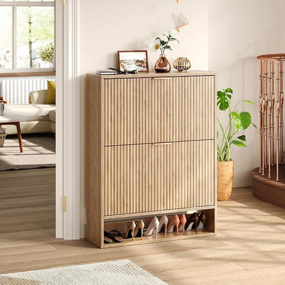 Hootata 31.5''W Oak Shoe Storage Cabinet - Image 3