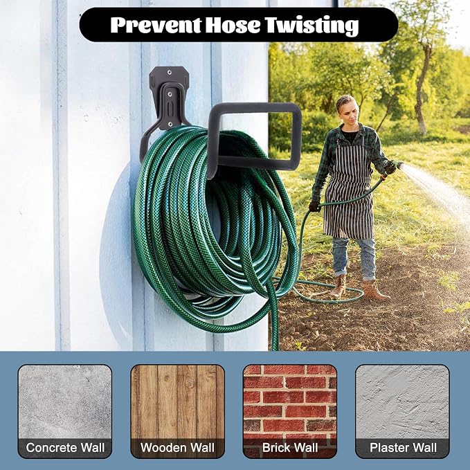 1 Pack Garden Hose Holder, Hose Reel Heavy Duty Hose Hanger, Wall Mounted Water - Image 3