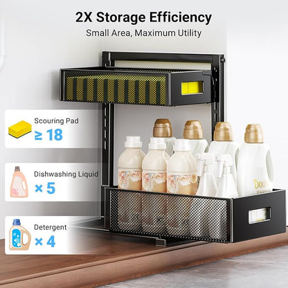 Under Sink Organizer, Metal Under Sink Organizers and Storage, Slide Out Pull - Image 7