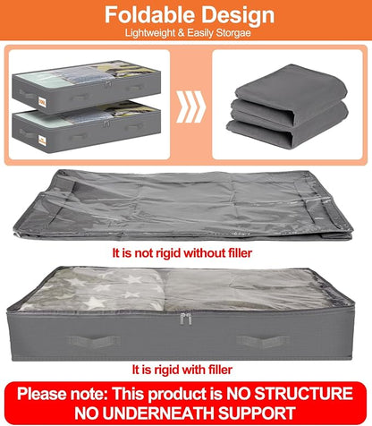 punemi Under Bed Storage Containers, 4 Pack Large Soft Foldable Storage Bags - Image 3