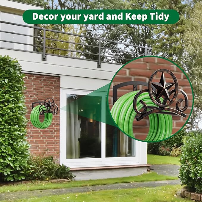 Garden Hose Holder Wall Mounted Decorative, Heavy Duty Metal Hose Hanger - Image 7