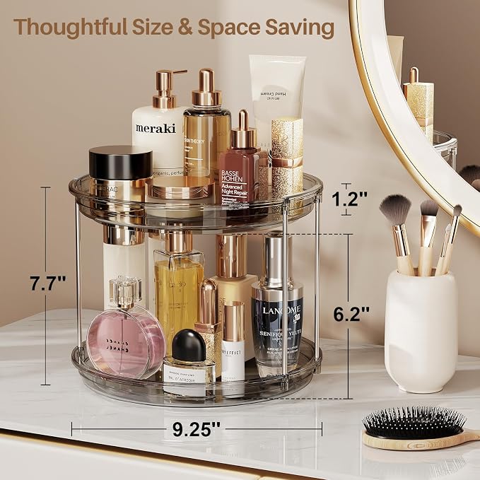 LAMU 2 Pack 2 Tier Lazy Susan Turntable Organizer 9.25'' Rotating Spice Rack - Image 3