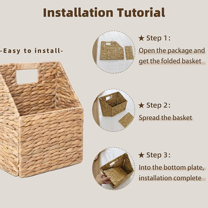 GYASVWU Foldable Water Hyacinth Hanging Baskets, Collapsible Wicker Wall Baskets - Image 5