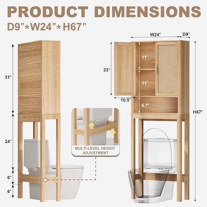 Over the Toilet Storage Cabinet, Bathroom Storage Cabinet - Image 2