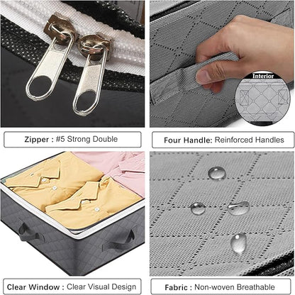 8 Pack Under Bed Storage Containers, 90L Collapsible Closet Organizers and - Image 4