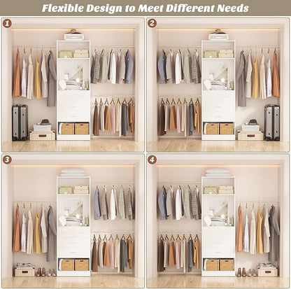 Unikito 8FT Closet System with Mirror and 3 Extendable Hanging Rods, Sturdy - Image 5