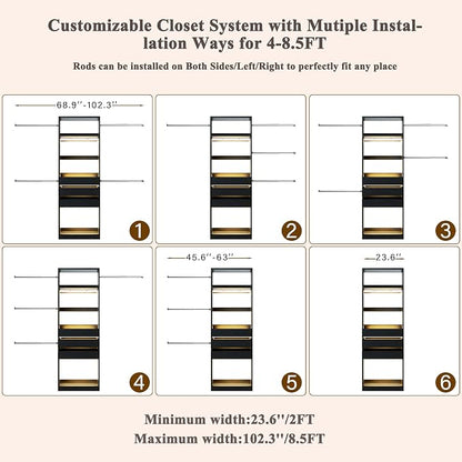Closet System, 4-8FT Closet Organizer - Image 5