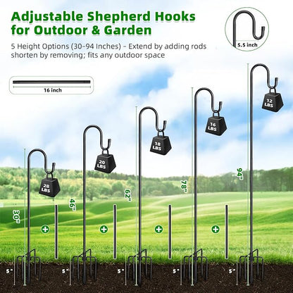 94" Heavy Duty Shepherds Hooks for Outdoor, Bird Feeder Pole - Image 5