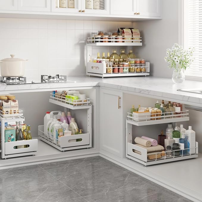 Under Sink Organizer Upgrade To Professional Rails, 2-Tier Dual Pull Out - Image 7