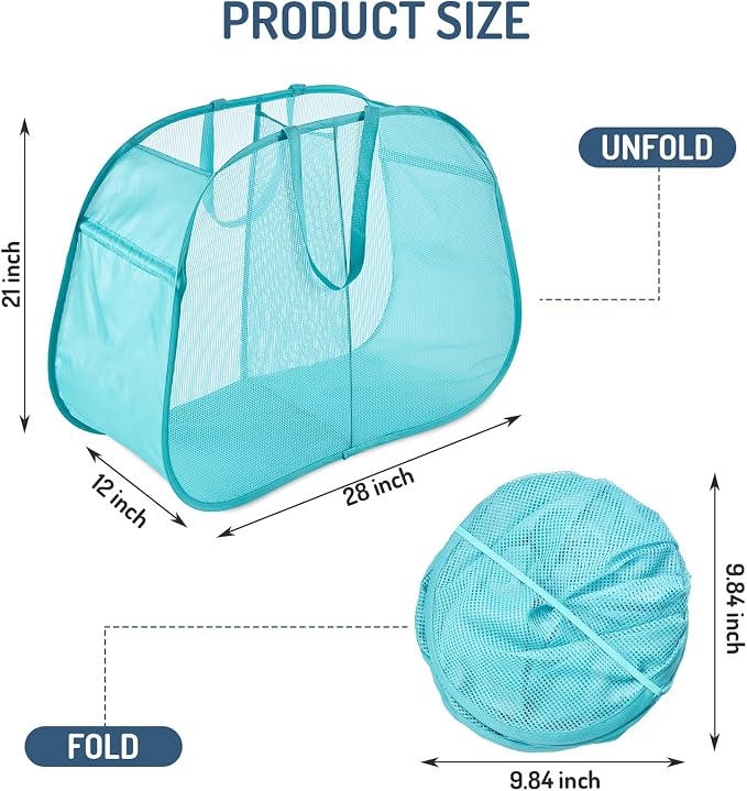 Seiritex Mesh Popup Laundry Hamper 2 Compartment, Collapsible Laundry Sorter - Image 7