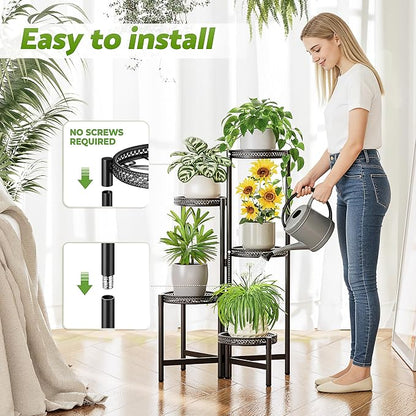 5 Tiered Tall Plant Stand Indoor Outdoor, Metral Plant Shelf - Image 5