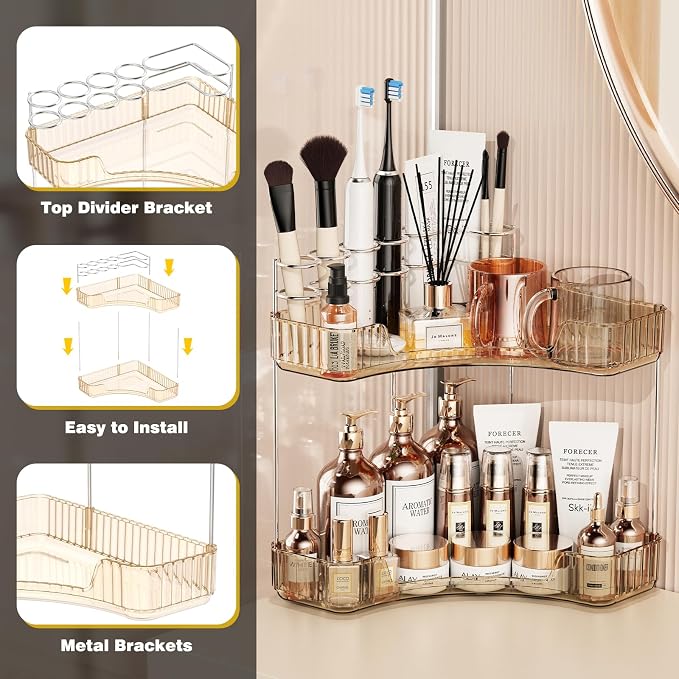 2-Tier Corner Bathroom Counter Organizer - Image 6