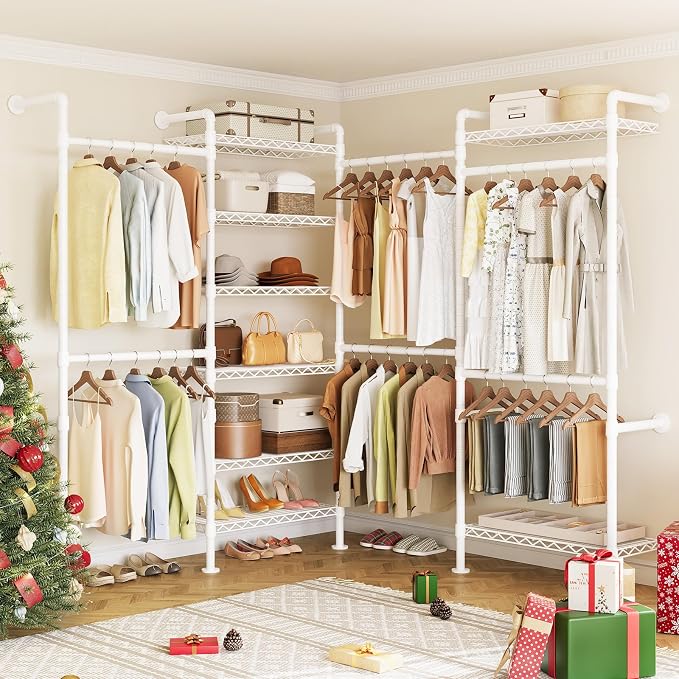 ONBRILL L4 Wall Mounted Industrial Pipe Clothing Rack, Closet Organizer System by ONBRILL