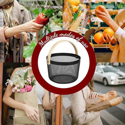 IBWell Bucket-Shape Metal Wire Woven Fruit Storage Bowl Basket - Image 7