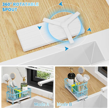 Cisily Blue Sponge Holder for Kitchen Sink, Sink Caddy Organizer - Image 2