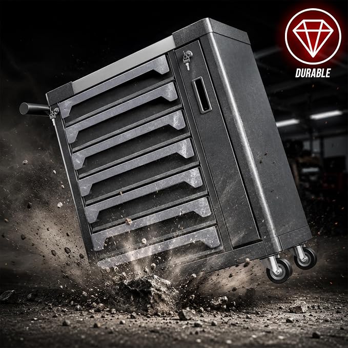 7-Drawer Rolling Tool Chest, Tool Box Lockable Metal Tool Cabinet - Image 8