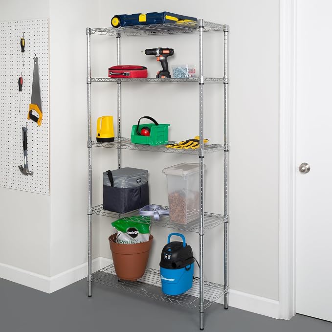 Honey-Can-Do 5-Tier Heavy Duty Adjustable Shelving Unit, 200-lb Per Shelf NSF - Image 5