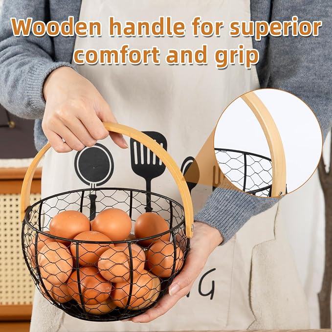 Farmhouse Wire Egg Basket for Gathering Fresh Eggs - Image 5
